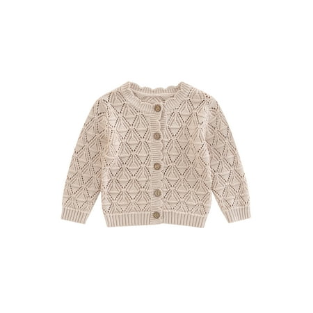 

Newborn Baby Girl Knit Cardigan Long Sleeve Sweater Hollow Coat Knitwear Coat Infant Fall Casual Tops Outwear