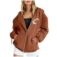 thumbnail image 4 of Sweat à Capuche de Sport Décontracté à Manches Longues avec Poche et Cordon de Serrage pour Femmes Imprimé Rugby à la Mode Taille 11, 4 of 5