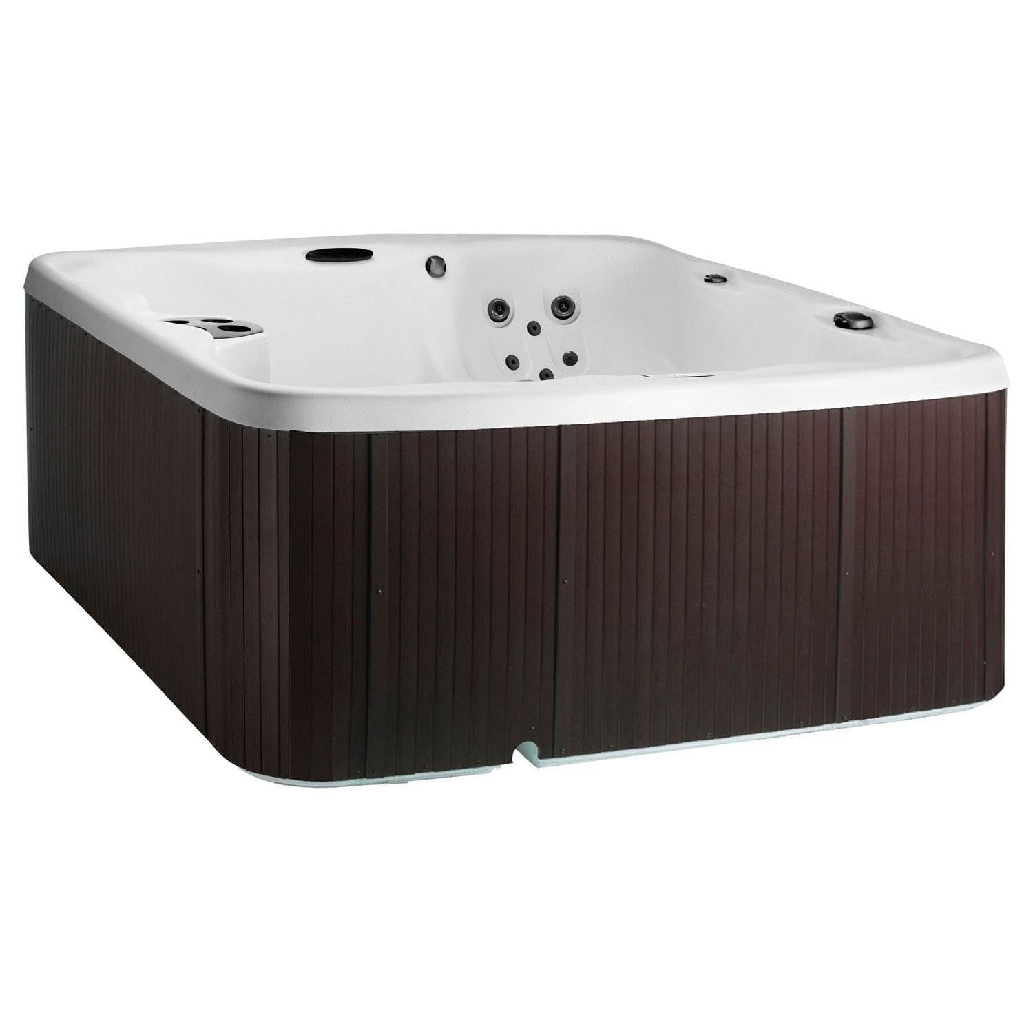 Lifesmart LS550 Plus Hot Tub Bundle - 5-Person, 65-Jet, 220-Volt Spa in Arctic White/ Espresso with a cover lifter and spa steps included!