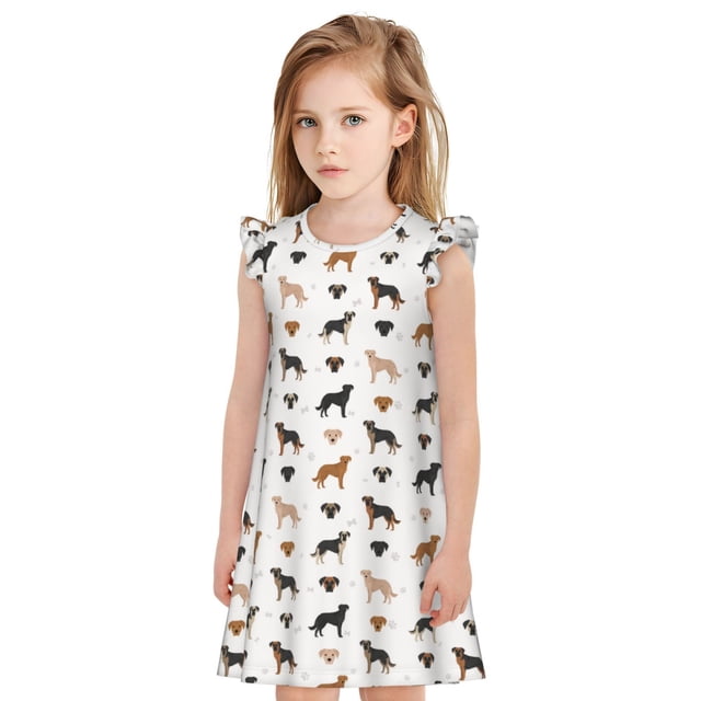 Gaeub Pyjama Imprimé Labrador pour Filles, Robe de Nuit Confortable, Pyjama Imprimé pour Dormir, Vêtements de Détente, Fêtes-TTG