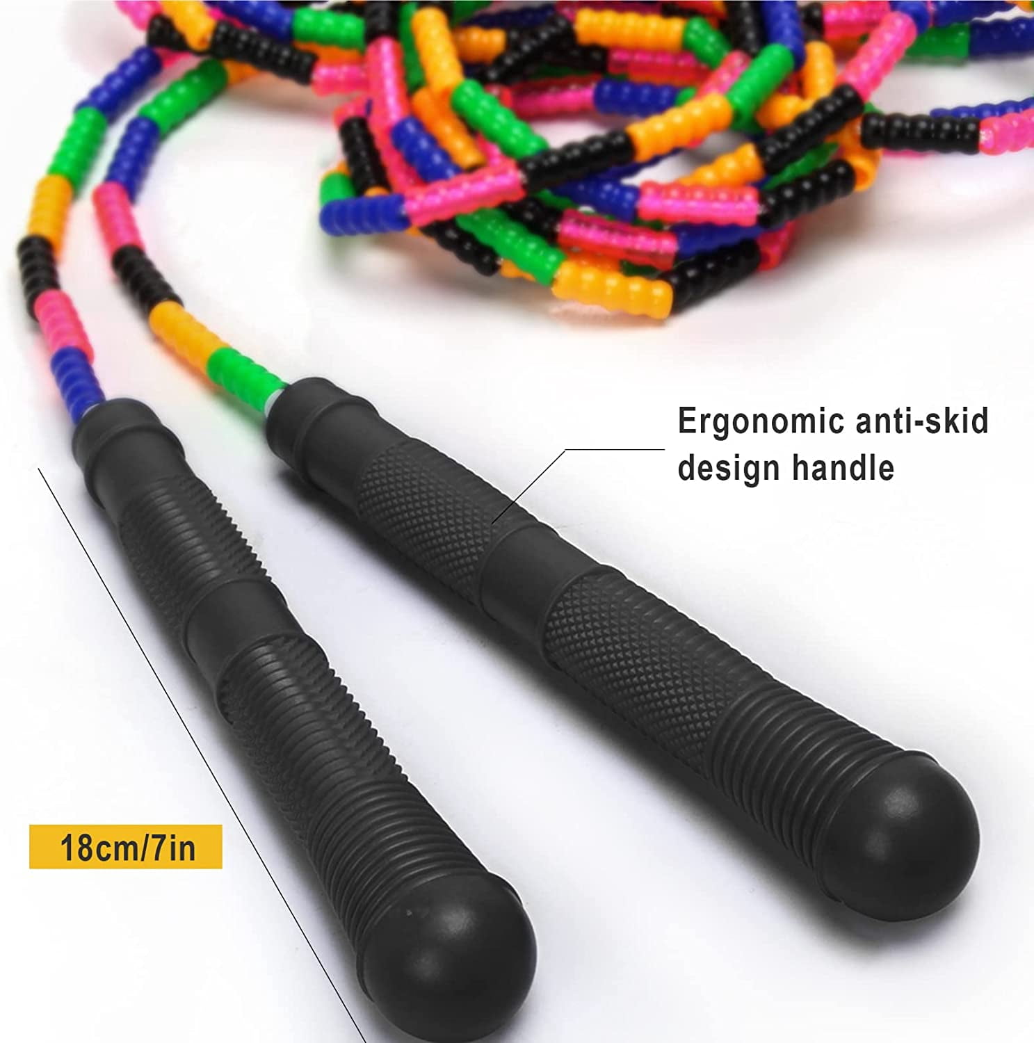 16 FT Long Jump Rope(2 PACK), Double Dutch Jump Ropes, Soft Beaded Skipping for Kids Adults, Plastic Segmented Long Enough for 4-5 Jumpers