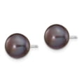 thumbnail image 2 of Real 14kt White Gold 8-9mm Black Button FW Cultured Pearl Stud Post Earrings; for Adults and Teens; for Women and Men, 2 of 3