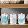 thumbnail image 3 of Holder Dispenser - Cotton Ball, Swab, Round Pads, Floss , Small Clear Plastic Apothecary Jar Containers with Lids for Bathroom Storage and Organization, Vanity Organizer, 3 of 6