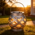 thumbnail image 4 of Outdoor Lanterns, Solar Wind Lanterns,Galvanized Wind Lanterns，Solar Woven Lantern,Stylish Outdoor Decor with Ambient Lighting for Patio, Garden & Yard 1PC, 4 of 9