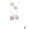 thumbnail image 2 of Delight Jewelry Silvertone Domed Multi Color PT Silver tone Snowflake Charm Necklace and Stud Earrings, 2 of 4