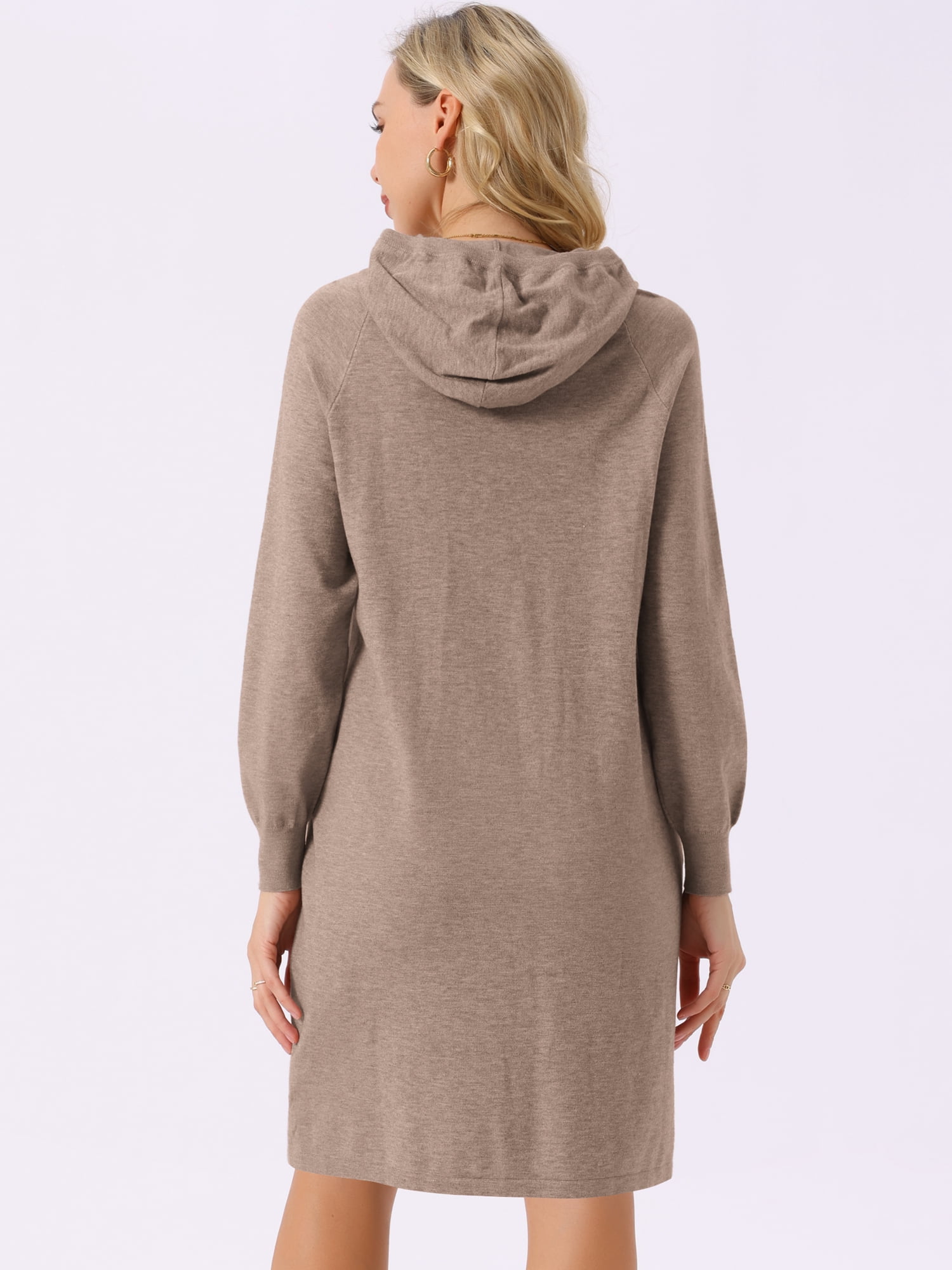 DARING DIVA Pullover Sweatshirt Long Sleeve Hoodie Dress with Pockets L Deep Khaki