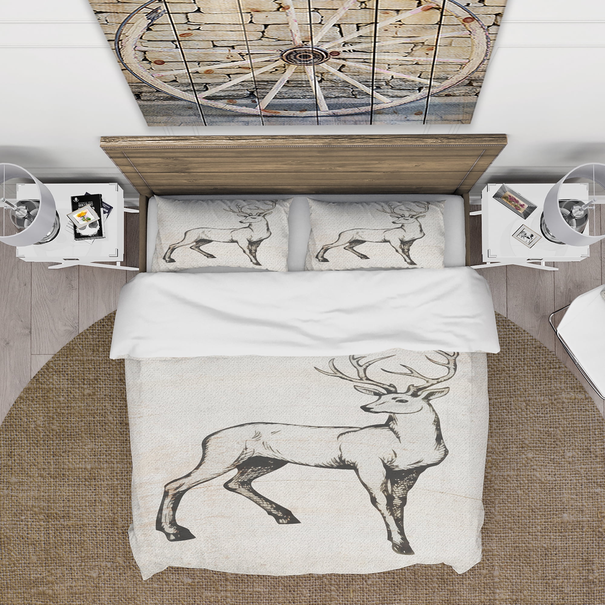 Designart 'Deer Wild and Beautiful VI' Farmhouse Duvet Cover Set