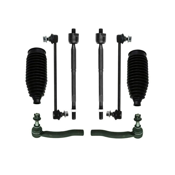 Kit 8 Pieces Front Suspension Sway Bar Links   Tie Rod Ends and Steering Gear Bellow Boots Fits select: 2004-2009 TOYOTA PRIUS