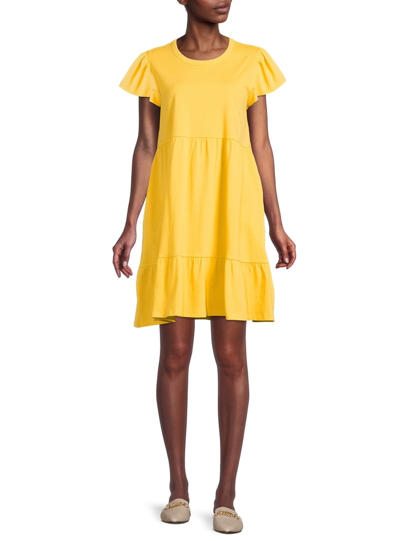 Time and Tru Women's Short Sleeve Tiered Knit Dress - Walmart.com Time and Tru Women's Short Sleeve Tiered Knit Dress - Walmart.com