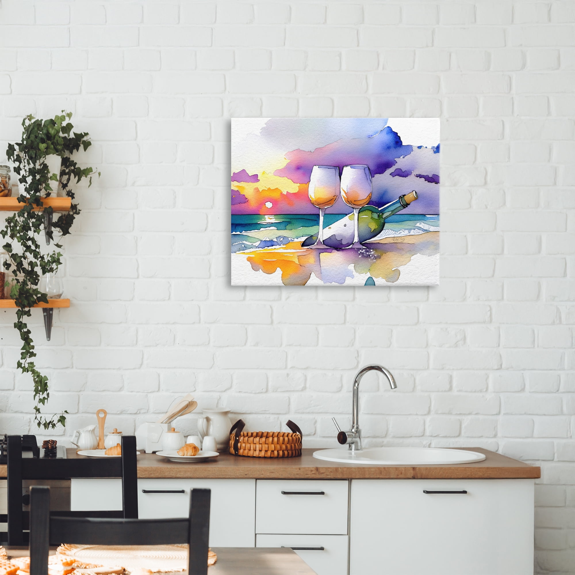 Stupell Industries Coastal Cheers with Wine Canvas Wall Art, design by Shelly Craig