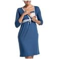 thumbnail image 2 of PXLKNZH Womens Maternity Nursing Dress for Breastfeeding 2024 Long Sleeve Comfy Maternity Dresses Casual Pregnancy Clothes Light Blue,XXL, 2 of 5