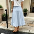 thumbnail image 6 of Floleo Girls’ Elastic High-Waist Bubble Hem Midi Skirt Kids Casual A-Line Flowy Skirt Breathable Solid Color Skirt with Side Pockets Versatile Skirt for Daily Wear School(Blue,12 Years), 6 of 9