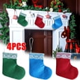 thumbnail image 1 of Xihbxyly Colgante de Calcetín Navideño, Decoración Clásica para Árbol de Navidad, Tela Suave, Diseño Hipoalergénico, Decoración para Habitación y Árbol de Navidad, Juego de 4 Piezas, 15 X 13 Cm, 1 of 5