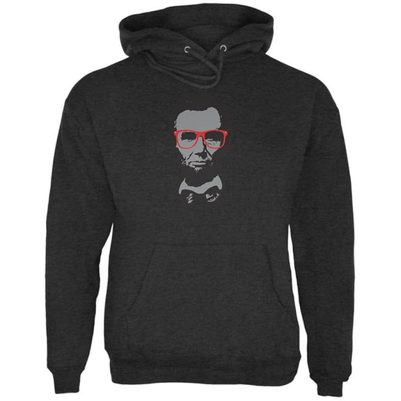 Hipster Abraham Lincoln Geek Glasses Mens Hoodie Charcoal Heather LG