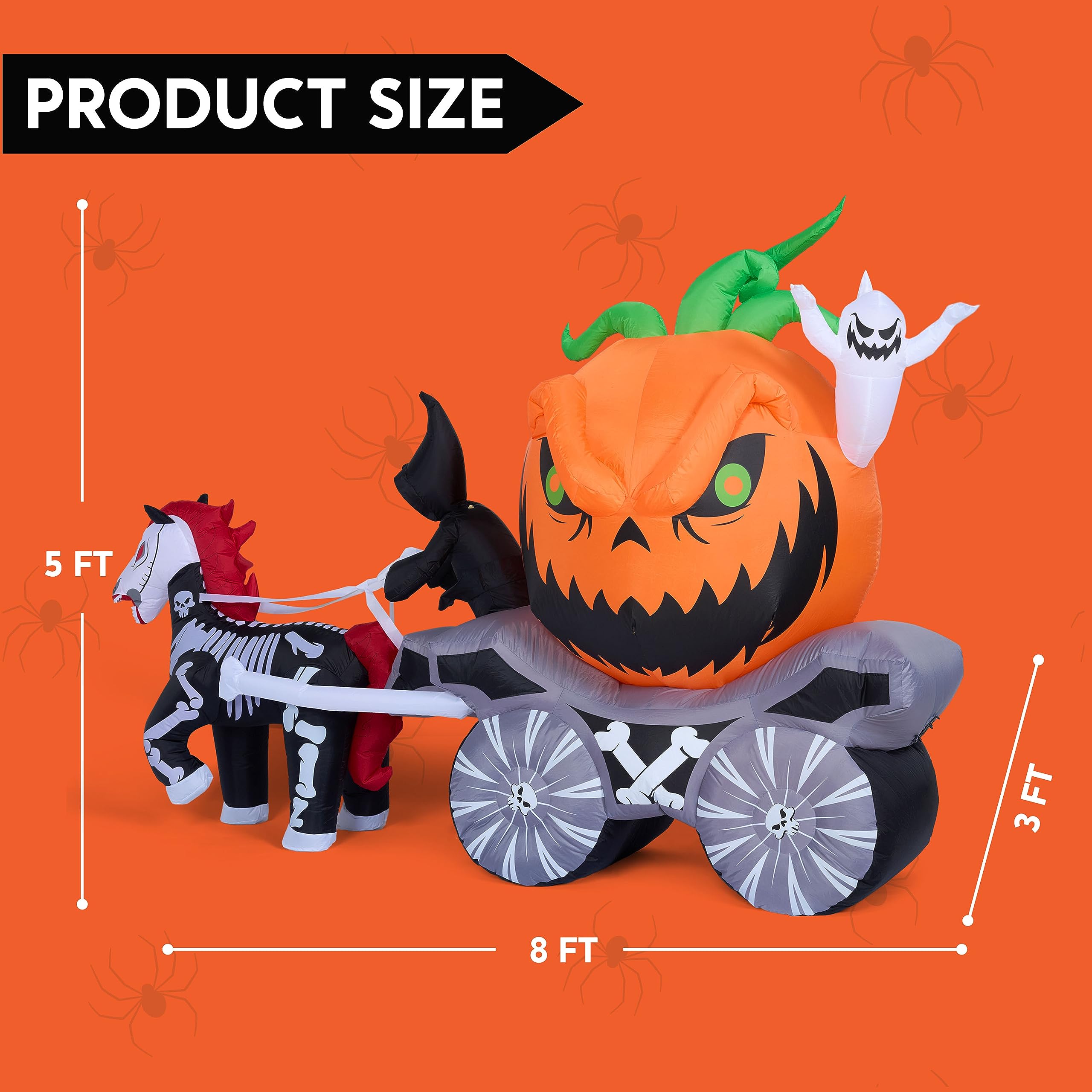 Joyfy 8ft Halloween Pumpkin Carriage Inflatable with LEDs photo 4