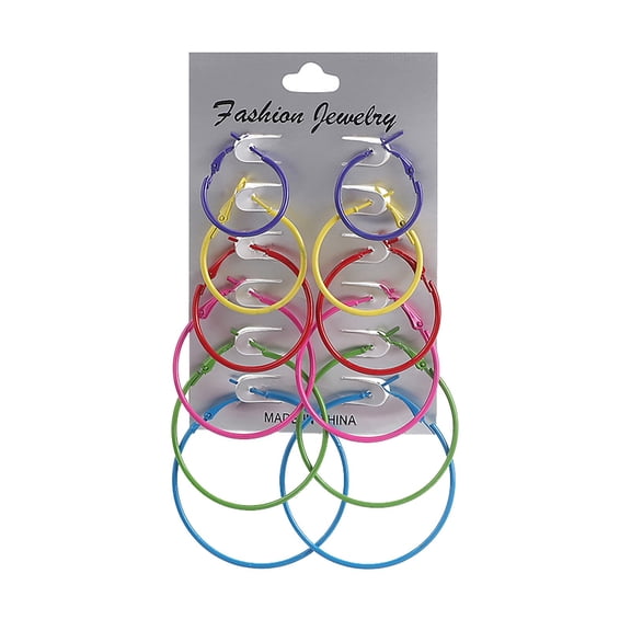 QIQUWOHUL 6 Pairs/Set Hoop Earrings Women Jewelry Circle Fashion Black White Charm Simple
