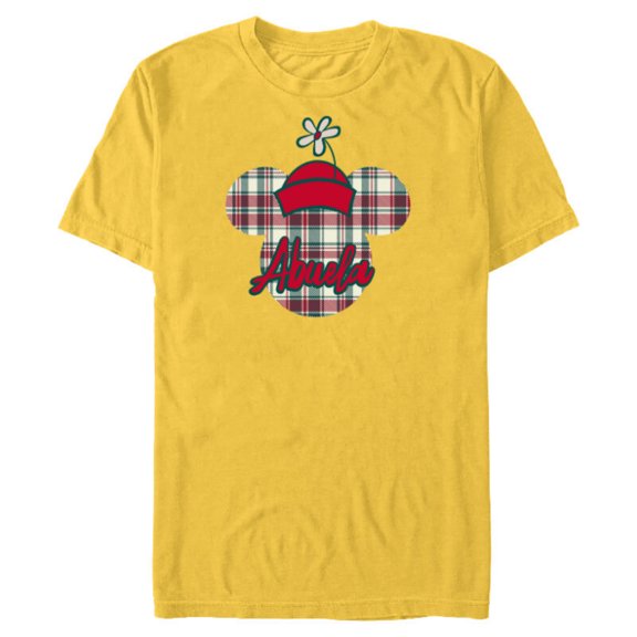 Disney Minnie Mouse Christmas Holiday Plaid for Abuela - Short Sleeve Blended T-Shirt for Adults - Customized-Yellow