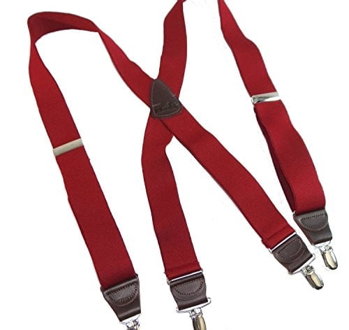 Red Mens Elastic Adjustable 2 Inch Wide X-back Suspenders American Flag Suspenders