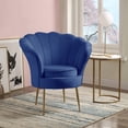 thumbnail image 2 of Contemporary Home Living 34" Angelina Blue Velvet Scalloped Back Barrel Accent Chair with Metal Base, 2 of 2