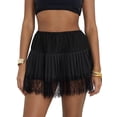 thumbnail image 1 of Women Lace Mini Skirt Low Rise Pleated Ruffle Half Slip Skirt Layered Flowy Short Skirt Streetwear, 1 of 7