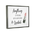 thumbnail image 5 of Stupell Industries Anything Possible With Lipstick Glam Makeup Inspiration Graphic Art Luster Gray Floating Framed Canvas Print Wall Art, Design by CAD Designs, 5 of 5