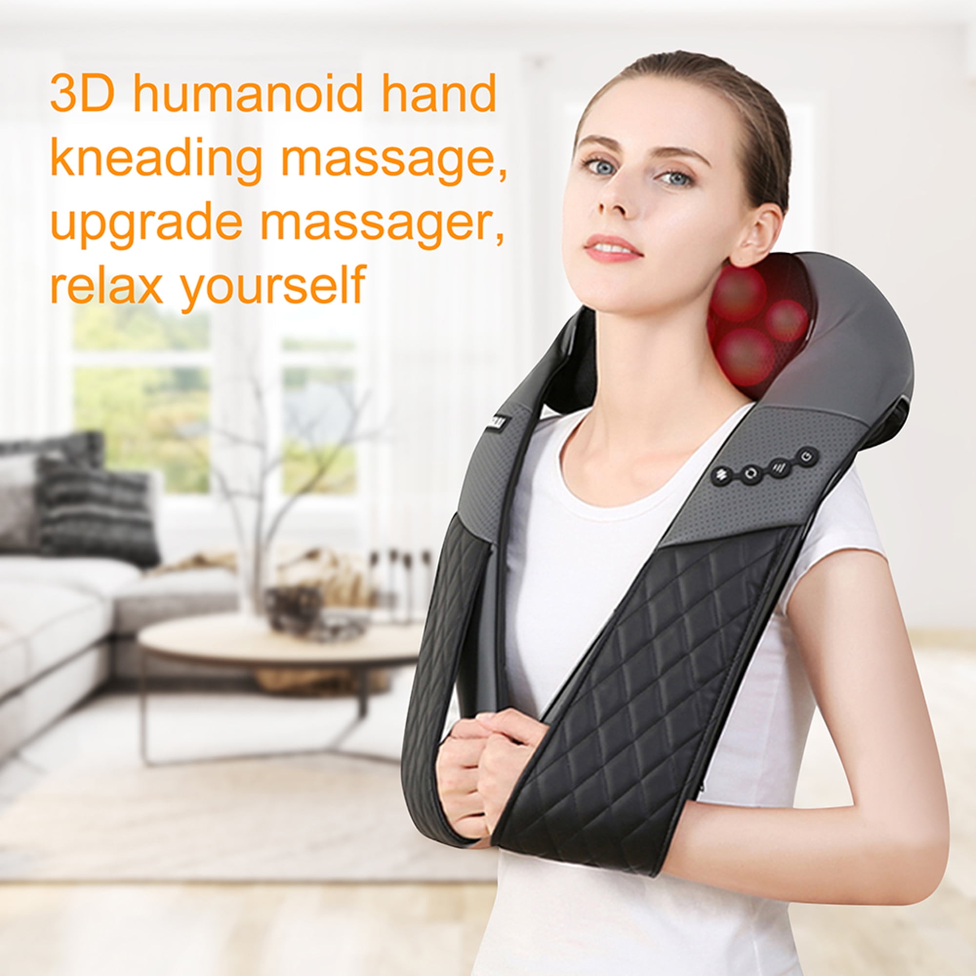 Shiatsu Back Neck and Shoulder Massager with Adjustable Heat and