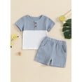 thumbnail image 2 of Nygoyerh Toddler Baby Boys Casual Summer Clothes Patchwork Short Sleeve T-shirt with Elastic Waist Shorts 2Pcs Infant Short Pants Sets 3M 6M 12M 18M 24M 3T, 2 of 9