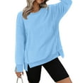 thumbnail image 2 of Htigea Women's Oversized Sweatshirts Casual Crewneck Long Sleeve Soft Comfy Pullover Fall Tops Light Blue S, 2 of 6