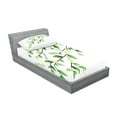 thumbnail image 2 of Ambesonne Animal Fitted Sheet & Pillow Sham Set, Flower and Dragonflies, Twin, Green White, 2 of 2