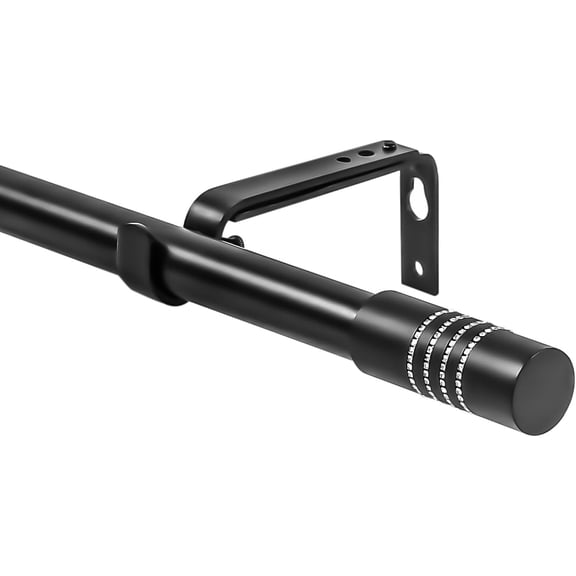 Urbanest Adjustable Single Curtain Rod Set Zinc Cast With Diamond Beads Beverly Finials – 3/4-Inch Diameter, With Black Rod, 48–84 Inches