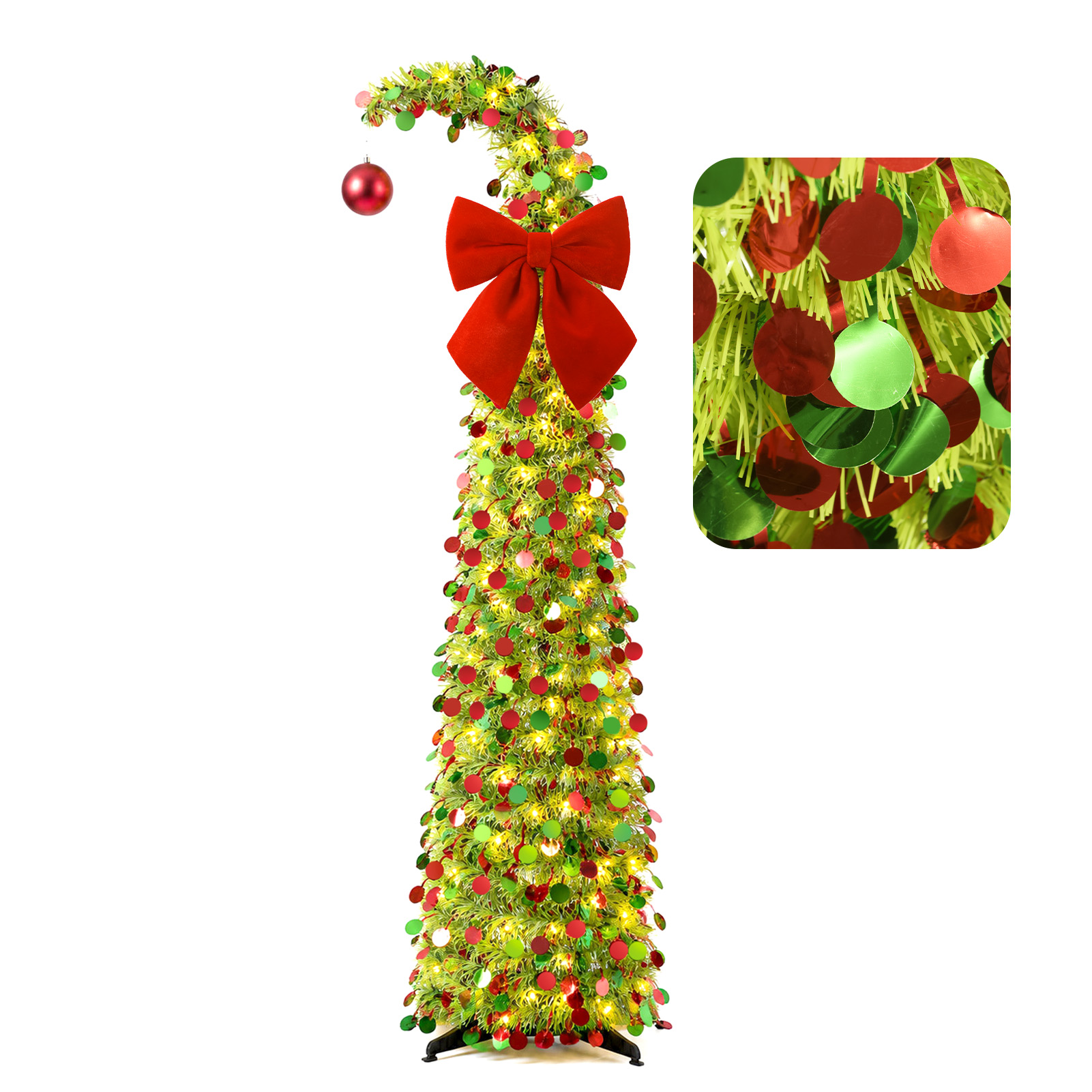 Ayieyill 5-Ft Collapsible Pencil Christmas Tree With Tinsel photo 1