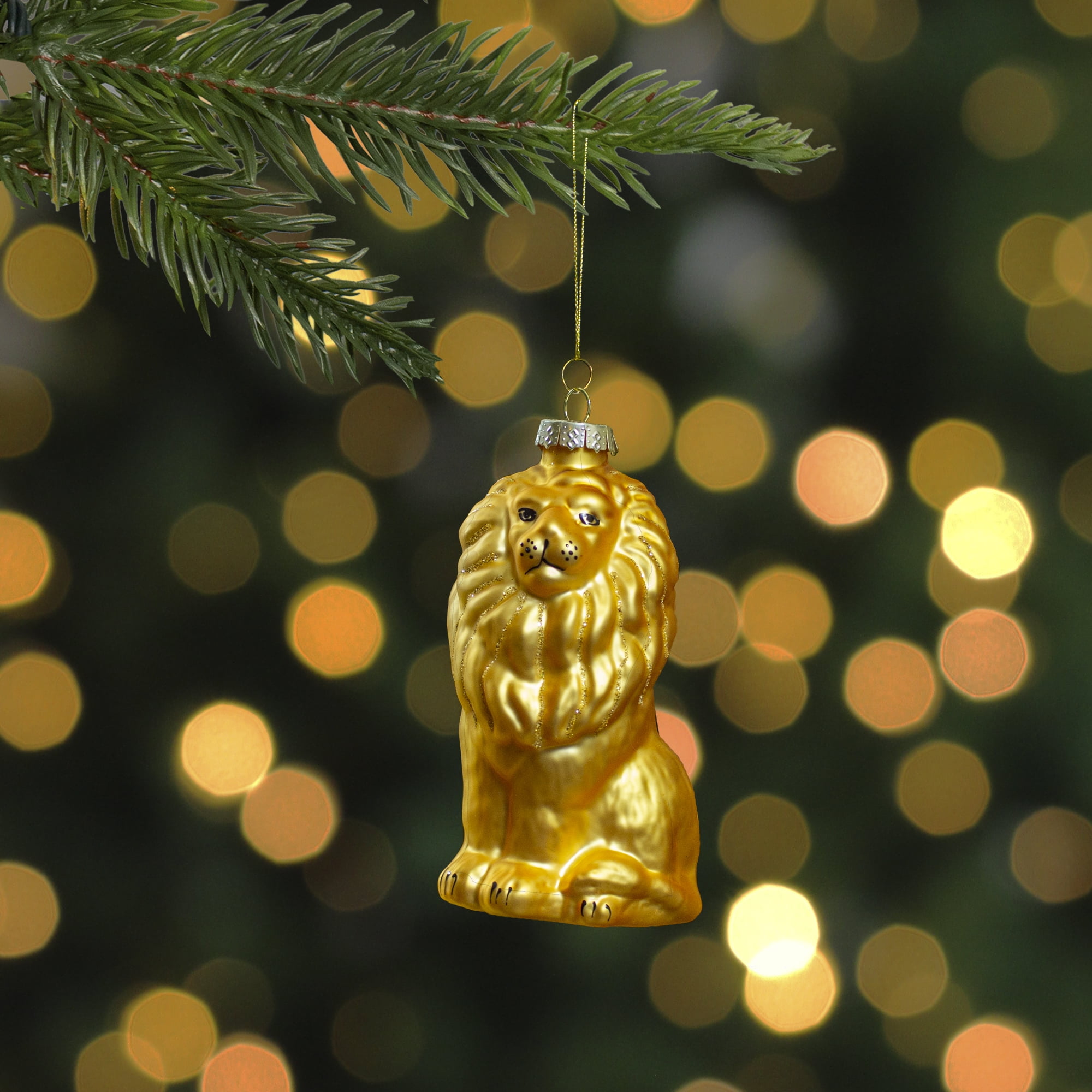 Northlight Standing Lion Glass Christmas Ornament - 4.25" - Golden Yellow