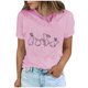 thumbnail image 2 of Tops de Cuello Alto para las Mujeres Amante Impreso Camiseta Cuello Redondo Manga Corta, Poliéster Spandex, 2 of 7