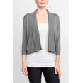 thumbnail image 2 of Esperanza Open Front 3/4 Sleeve Cropped Rayon Cardigan-GREY / XL, 2 of 19