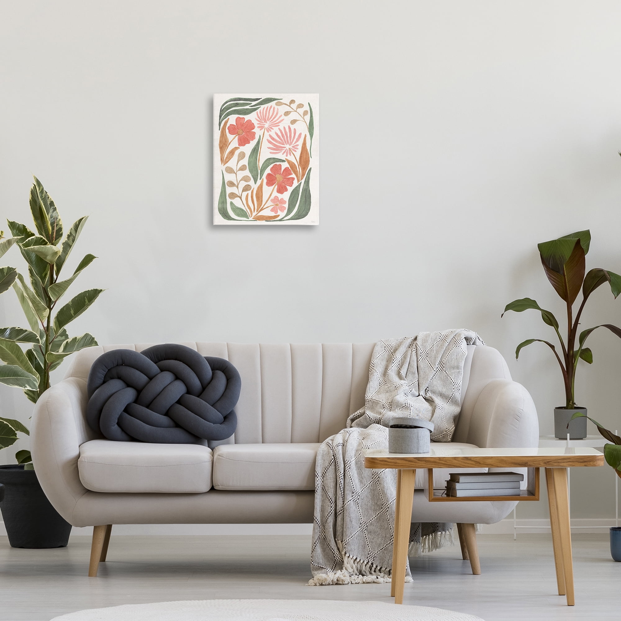 Stupell Industries Floral Abstract Pattern Botanical & Floral Painting Gallery Wrapped Canvas Art Print Wall Art, 16 x 20