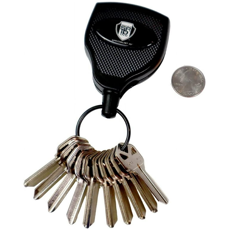 2 Pack - Super Heavy Duty Retractable Keychain - 8oz or 10 Keys - Durable 48 (4 ft) Kevlar Lanyard - Rugged Polycarbonate Key Chain Ring Reel Badge