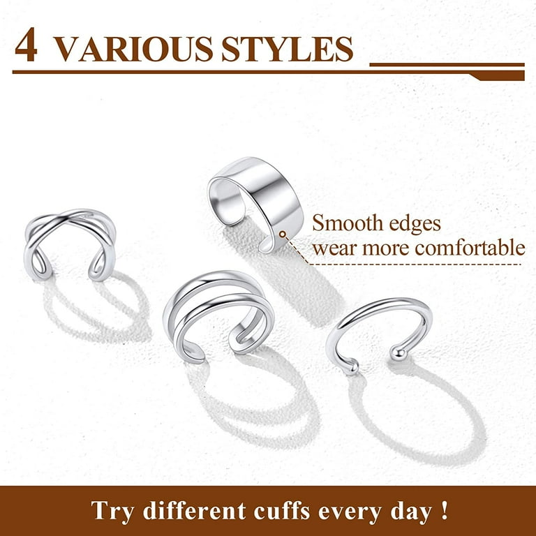 ③Own Light Ear Cuff Ring【#Casual】Silver No-Piercing Diamond Ear Cuff | Comfortable and Stylish