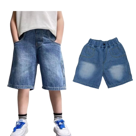 Boys Jean Shorts Straight Leg Summer Elastic Waist Boys Shorts Boys Size 7-8 Years Shorts