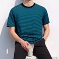 thumbnail image 2 of Kilaqueen T Shirts for Man Striped Crewneck Short Sleeve Pullover Tops Trendy Casual Classic Fit Summer Holiday Soft Tees, 2 of 7
