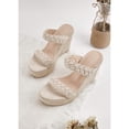 thumbnail image 2 of Women  wedge-shaped thick soled sandals with double straps woven slippers, summer cute slippers, beach vacation sandals, 2 of 3