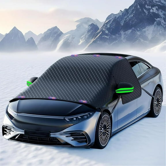 Windshield Snow Cover, Car Windshield Cover for Ice and Snow, Magnetic Windshield Frost Cover with Side Window and Mirror Protector in Winter, Suitable for Most Vehicle,Sedan,SUV