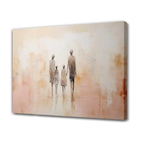 Abstract Art Modern Decorative Painting One Family Of Four Of Backs Framed Canvas Poster Bedroom Decor Sports Landscape Office Room Decor Gift,Frame-style,08x12inch(20x30cm)