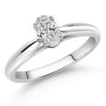 thumbnail image 2 of Gem Stone King 10K White Gold Lab Grown Diamond Solitaire Engagement Ring for Women | 0.40 Cttw | Oval 6X4MM | Gemstone Birthstone | DEF Color | VVS-VS Clarity | Available in Size 5,6,7,8,9, 2 of 4