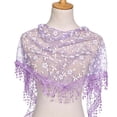 thumbnail image 2 of GILIGEGE Women Lightweight Soft Floral Sheer Lace Waist Scarf Floral Embroidered Mesh Bandana Cover Up Wrap Skirts Asymmetrical Hip Scarf Belt Boho Y2k for Beach Daily Outfits Light Violet One Size, 2 of 2
