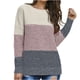 thumbnail image 2 of Suéter de cuello redondo para mujer, informal, de moda, de color a juego, de manga larga, con cuello redondo, 2 of 5