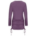 thumbnail image 6 of IROINNID Cocktail Dress for Women Wedding Guests Dresses for Women Solid Color Long Sleeve Lace Drawstring Dresses,Purple, 6 of 7