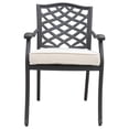 thumbnail image 3 of 37 Inch Wynn Outdoor Patio Dining Chair, Cushion Seat, Set of 2, Black, Beige- Saltoro Sherpi, 3 of 5