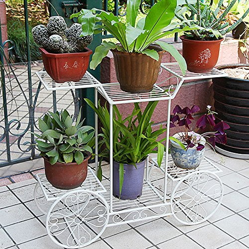 Dazone Metal Cart Flower Rack Display Garden Tree Home Decor Patio Plant Stand Holder by