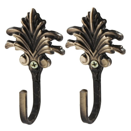 - Uxcell Flower Decoration Clothes Cap Handbag Metal Hook Wall Hanger Bronze Tone 2 PCS