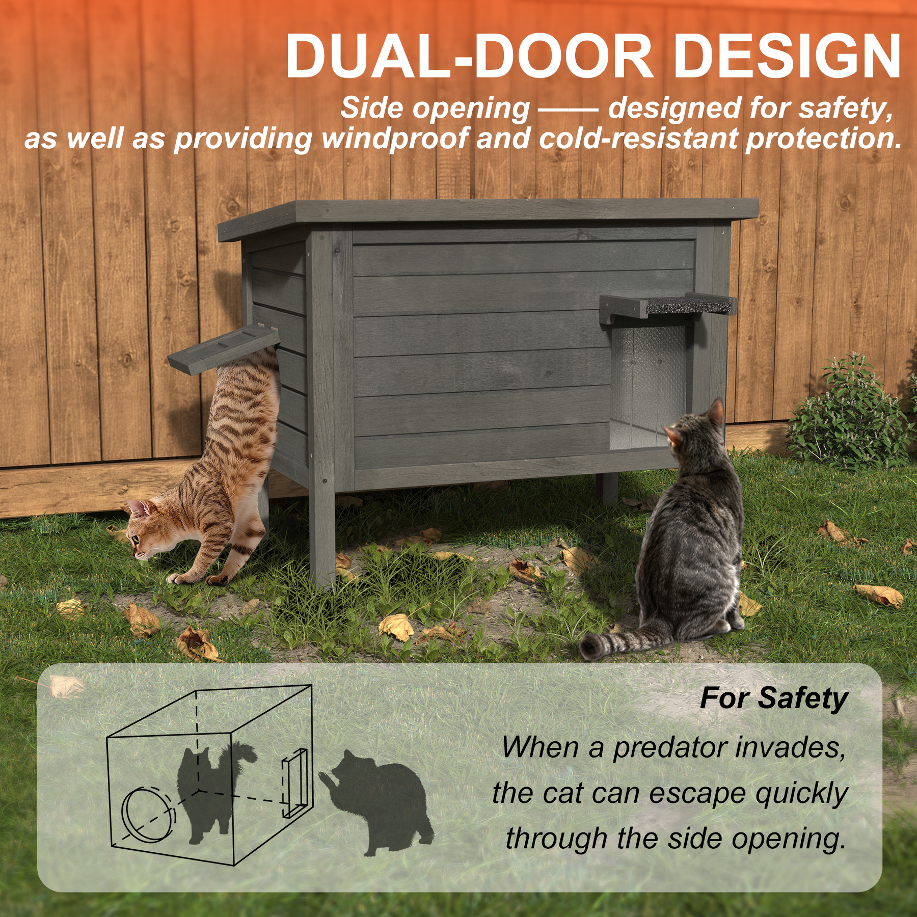Outdoor Cat House Weatherproof, Insulated Feral Cat Shelter with Thermal Foil Lining
